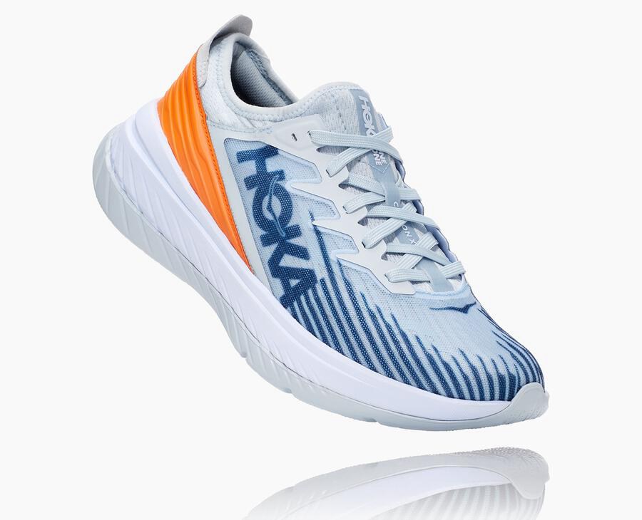 Running Shoes Mens - Hoka One One Carbon X-SPE - White/Blue - TIOMPKG-06